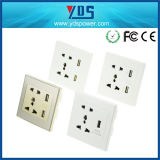 16A Input USB Wall Socket with Self Grounding, Electric Socket