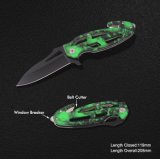 Camouflage Survival Knife with Window Breaker & Belt Cutter (#3844)