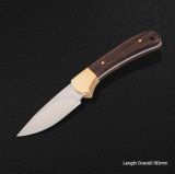 Fixed-Blade Knife with Wooden Handle (#3933)