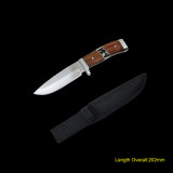 Fixed Blade Knife with Wooden Handle (#3765)