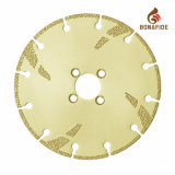 Customized Vacuum Brazed Diamond Cutting Saw Blade with Reinforced & 4 Pin Flange Hole