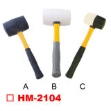 Rubber Hammer with Fibreglass Handle, Black/White Color