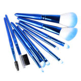 Shenzhen Factory 10PCS Professional Synthetic Hair Blue Cosmetic Brushes Set