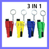 Promotion Gift 3 in 1 Mini Portable Keychain Car Opening Tools Windw Broken Rescue Emergency Hammer Knife Whistle (PG-616)