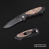 Folding Knife with Wooden Camo Handle (#3846)