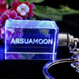 LED Crystal Keychain Glass Keychain with Logo for Promotional Gift