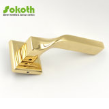 Big Size Gold Plated Zinc Alloy Door Lever Handle with Square Rose