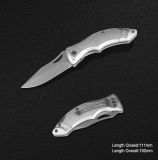 440 Stainless Steel Folding Knife with Anodized Aluminum Handle (#3808-717)