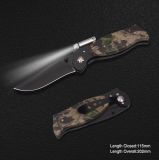 Folding Knife with LED Torch and Camo Handle (#3875)