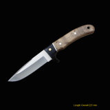 Fixed-Blade Knife with Wooden Handle (#3424)