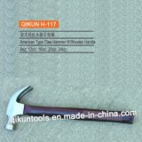 H-117 Construction Hardware Hand Tools American Type Claw Hammer with Laser Printed Wooden Handle