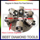 250mm with 6 Head and 45 Carbide Segment Diamond Bush Hammer Wheel