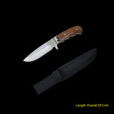Fixed Blade Knife with Wooden Handle (#3766)