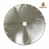 Electroplated Diamond Segmented Cutting Blade with Reinforcing Rib for Granite