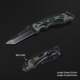 Folding Knife with Anodized Aluminum Handle & Belt Cutter (#3807)