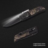Folding Knife with LED Torch and Camo Handle (#3874)
