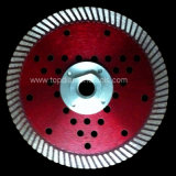 Turbo Fine Diamond Saw Blade with Flange and Cooling Holes for Cutting Hard Granite