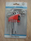 Allen Key Wrench 9PCS with Flat Head Cr-Coated Blister Card