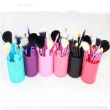 12PCS Different Color Cylinder Soft Hair Portable Cosmetic Brushes Set