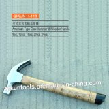 H-118 Construction Hardware Hand Tools American Type Claw Hammer with Painted Finger Mark Wooden Handle