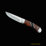 Fixed-Blade Knife with Wooden Handle (#3409)