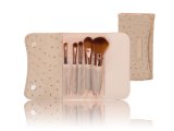 Beige Ostrich Pattern Nylon Hair Makeup Cosmetic Brush Set