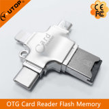 4 in 1 Metal OTG Microsd Card Reader USB Pendrive for iPhone Android PC (YT-R010)