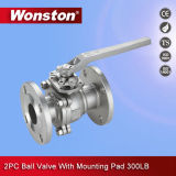 High Quality Flanged End 2PC Ball Valve with ISO5211 Mounting Pad ASME 300lbs