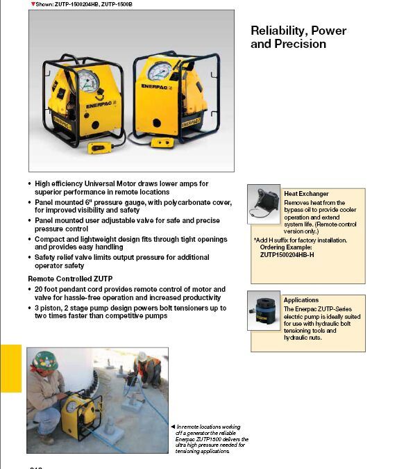 Enerpac Zutp-Series, Hydraulic Electric Tensioning Pumps