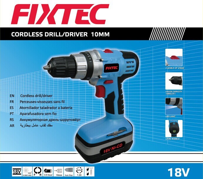 Fixtec 10mm 18V Ni-CD Cordless Drill of Power Tools