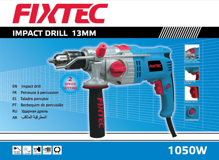 Fixtec Professional Power Tools 1050W 20mm Electric Impact Drill