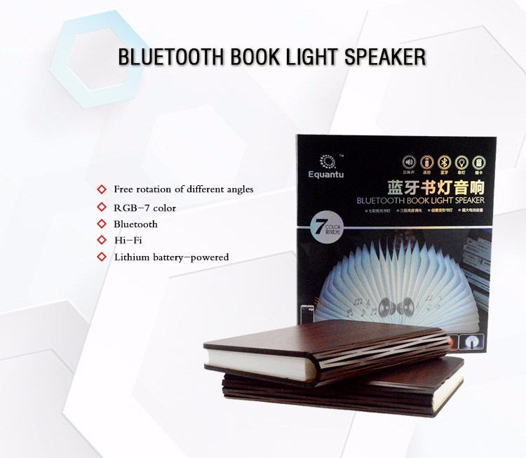 Flexible Mini Colorful Table Lamp LED Wooden Bluetooth Book Light Speaker