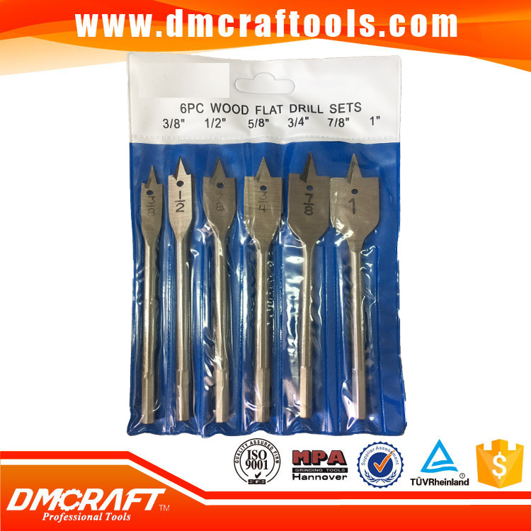6PCS Flat Wood Drill Bit Set