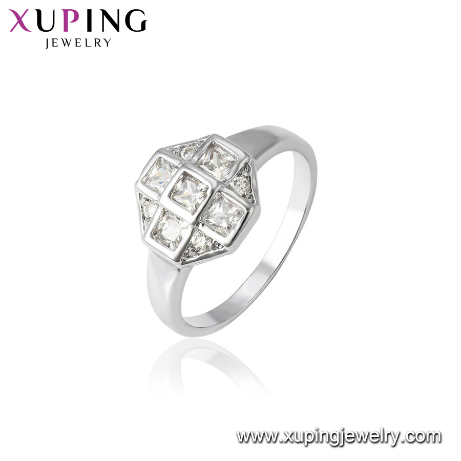 11714 New White CZ Stone Wedding Rhodium Color Diamond Engagement Jewelry Ring