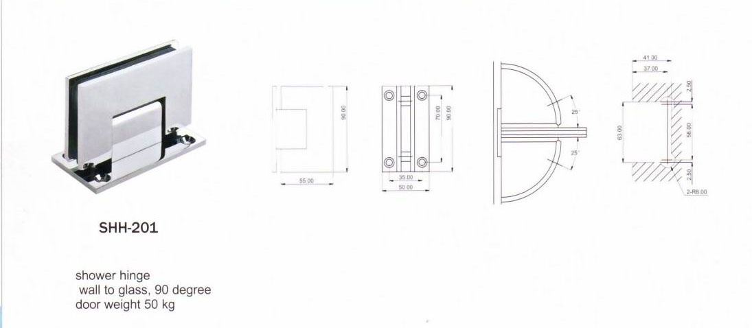 Stainless Steel Furniture Hardware Shower Hinge