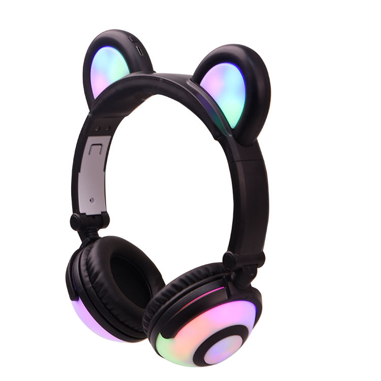 Foldable Wired Stereo Color LED Panda Ear Headphone