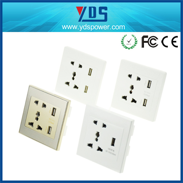 16A Input USB Wall Socket with Self Grounding, Electric Socket