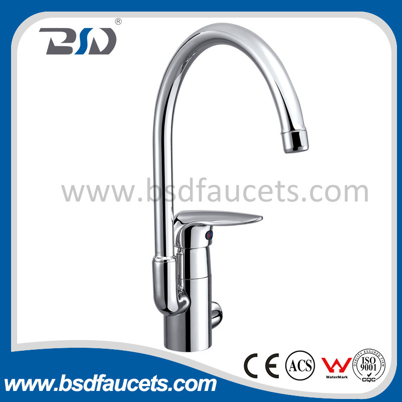 High Neck Ceramic Cartridge Sink Mixer Brass Kitchen Faucet