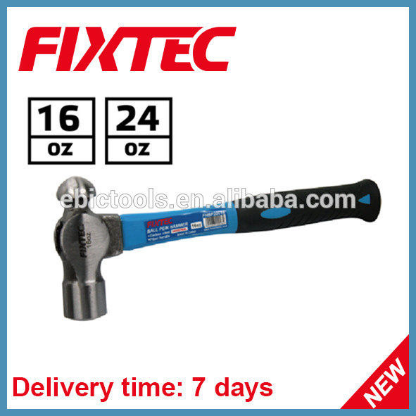 Fixtec Hand Tools Hardware 16oz Ball Pein Hammer with Fiberglass Handle