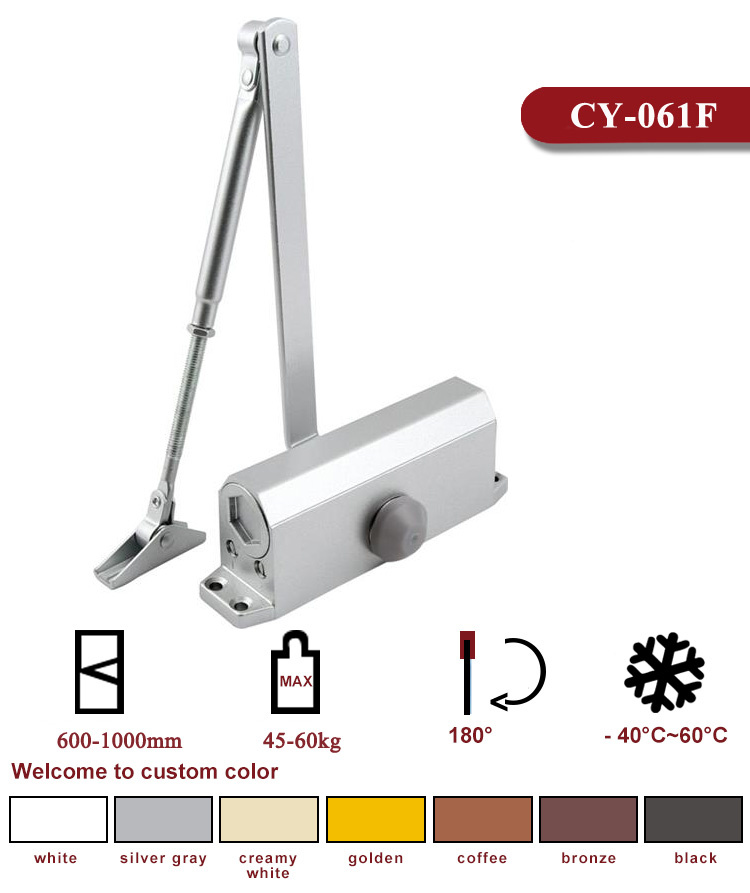 Adjustable Hexagonal Aluminium Door Closer Hardware for Fire-Proof Door