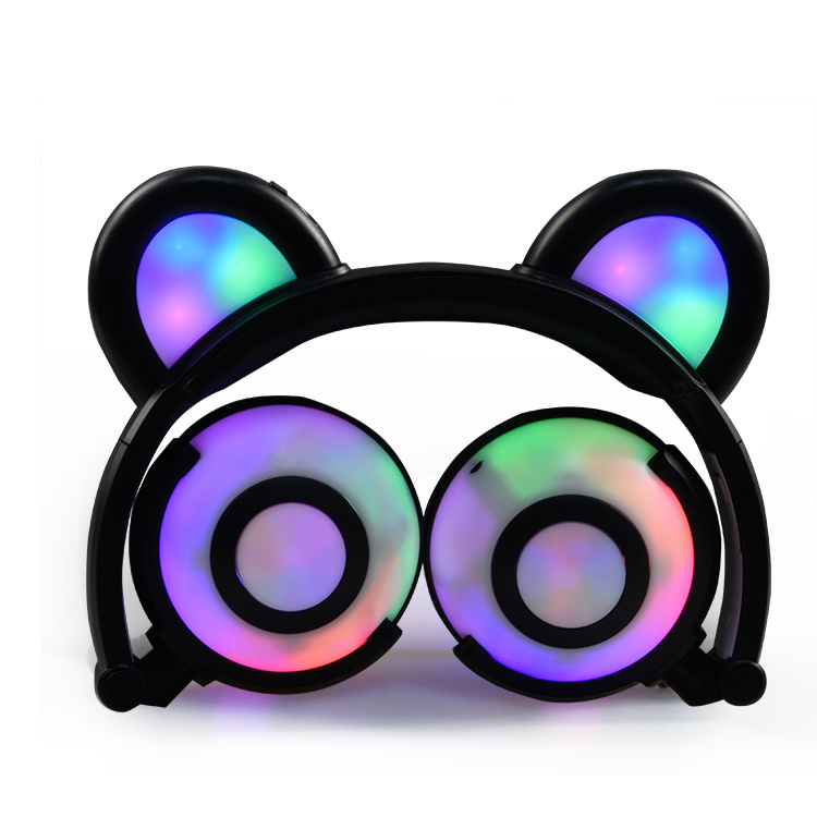 Wireless Chargable Battery Glowing Lights Bear Ears Headphone