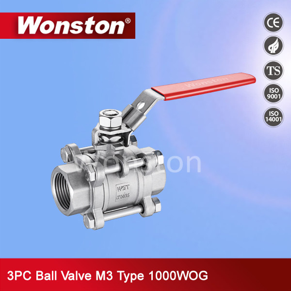 3PC Stainless Steel Ball Valve Full Port 1000wog