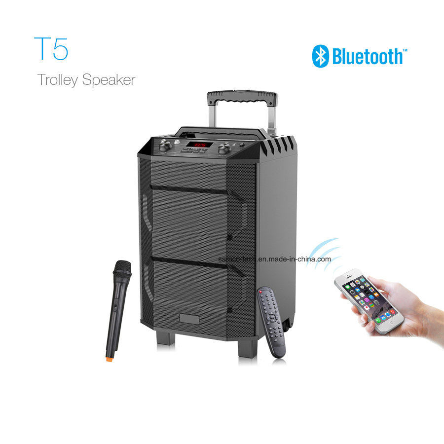 T5 2018 New Arrival Trolley Portable Wireless DJ PA Speaker Bluetooth Outdoor/Home Audio Speaker with Wireless APP Control (Black, 2.1 Channel)