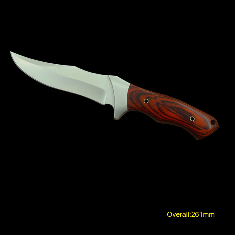 Fixed-Blade Knife with Wooden Handle (#3226)