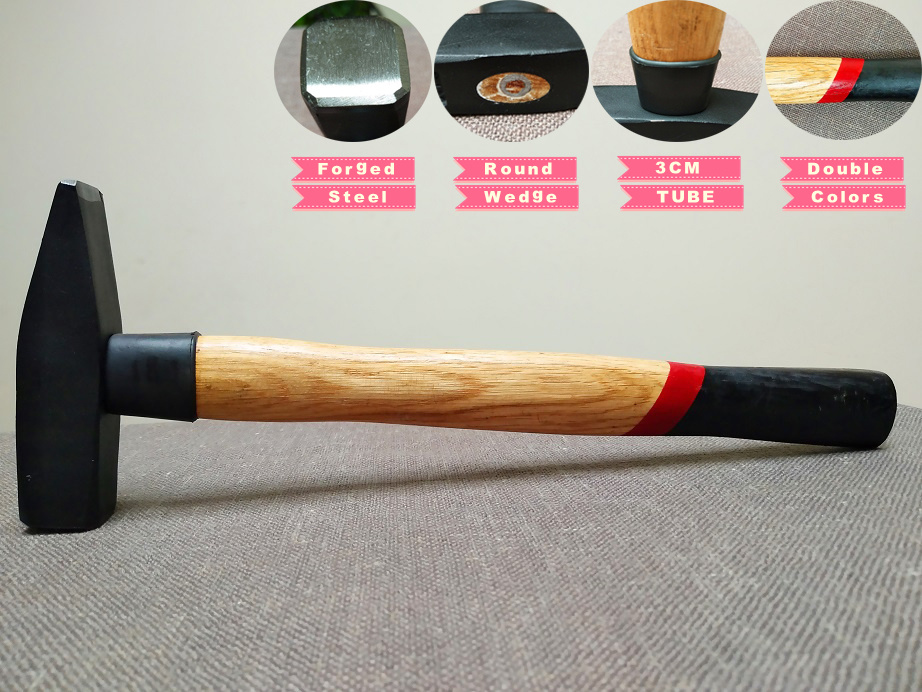 German Type Machinist's Hammer with Wooden Handle