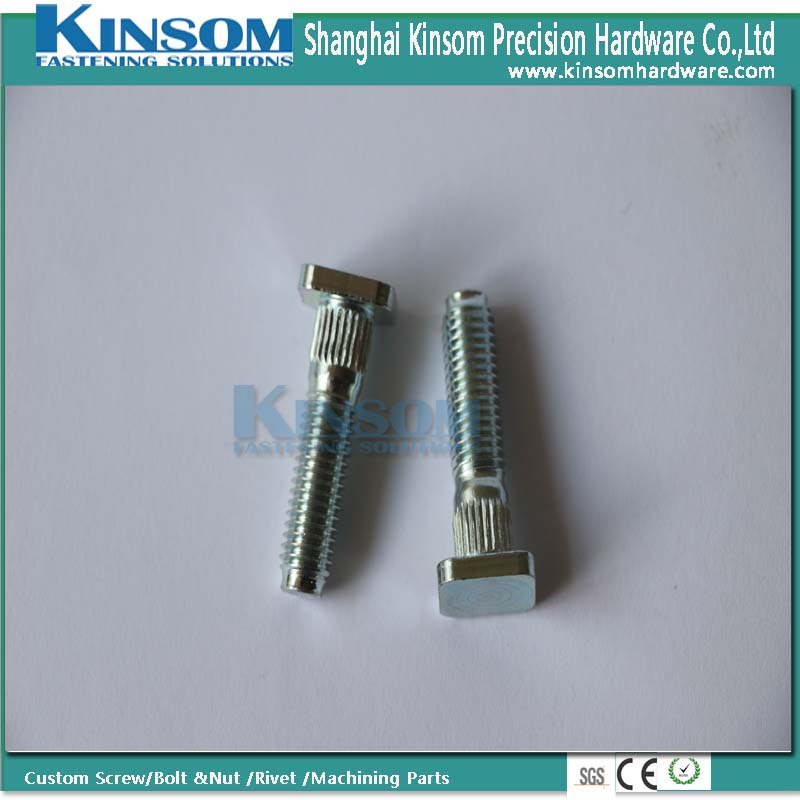 Square Knurling Head Machine Thread Bolt Custom Metal Fasteners with Zinc Plated