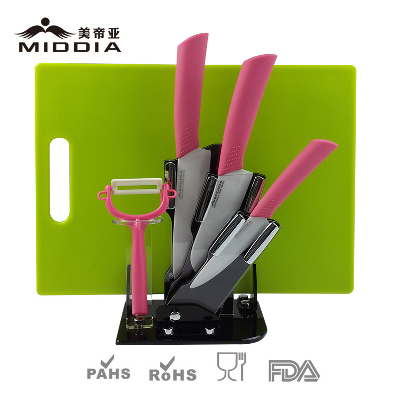 6PCS Kitchen Knives Set with Peeler/Chopping Board/Block