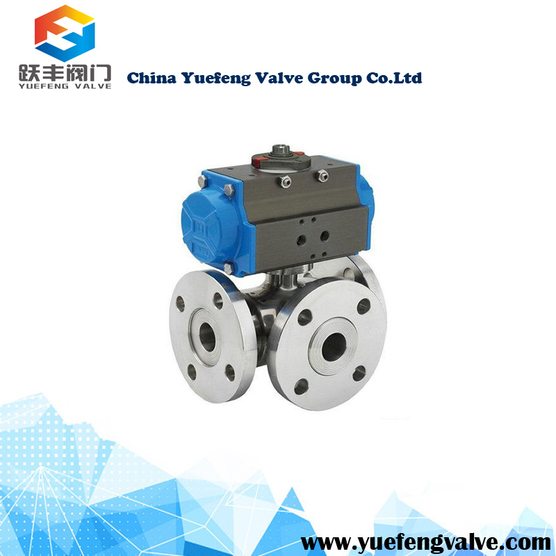 Pneumatic Flange Three Way Ball Valve