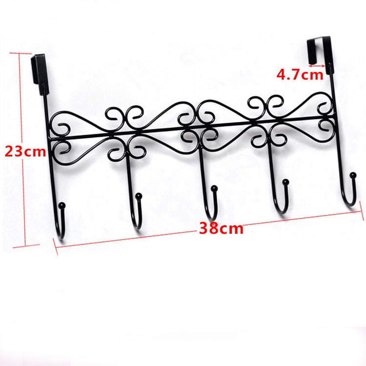 Metal Clothes Hook Rack Over Door 5 Garment Hook