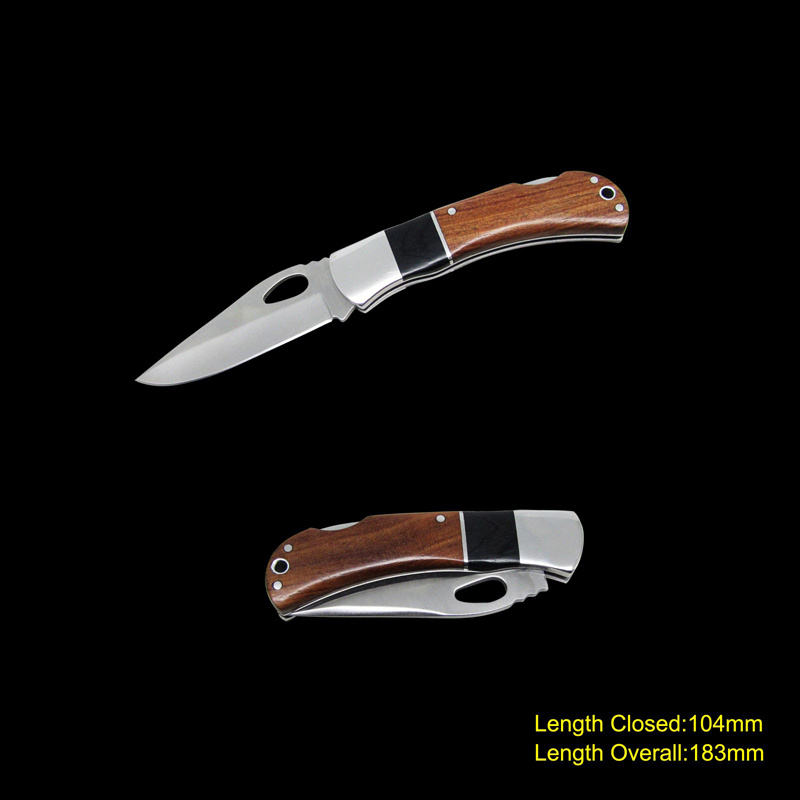 Folding Knife with Wooden Handle (#3716)